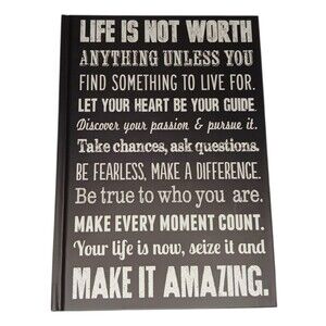 Louise Carey Journal Inspirational Quotes On Cover Black & White Hardcover 8.5x6